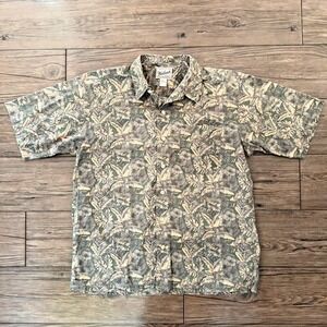 Woolrich Tropical Print Button Up Shirt Green Mens XL